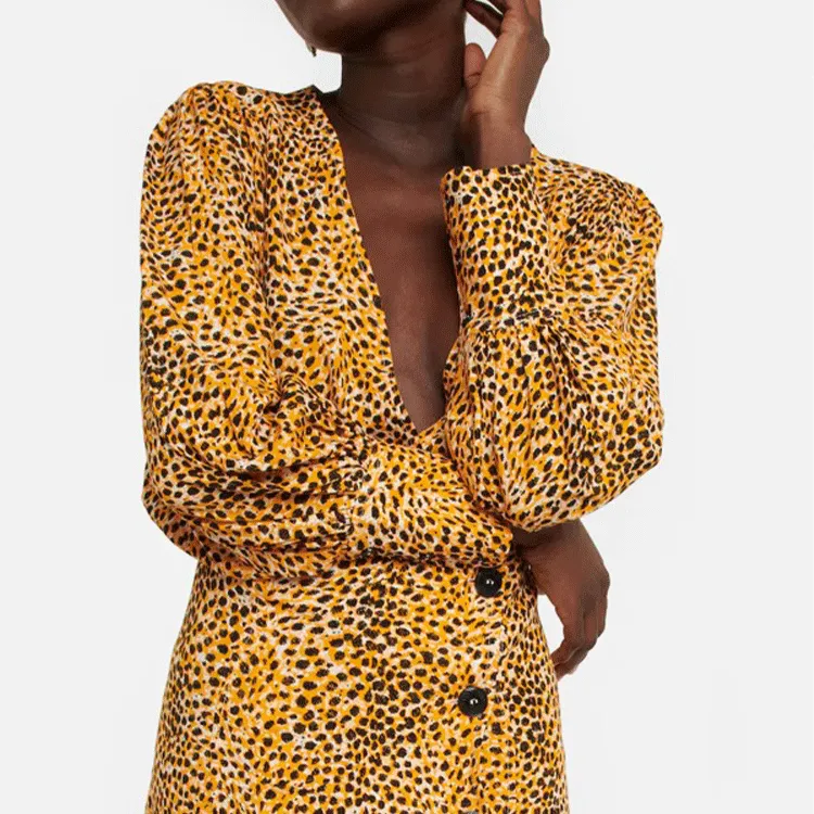 GANNI Long-Sleeved Dresses Women's Yellow-3