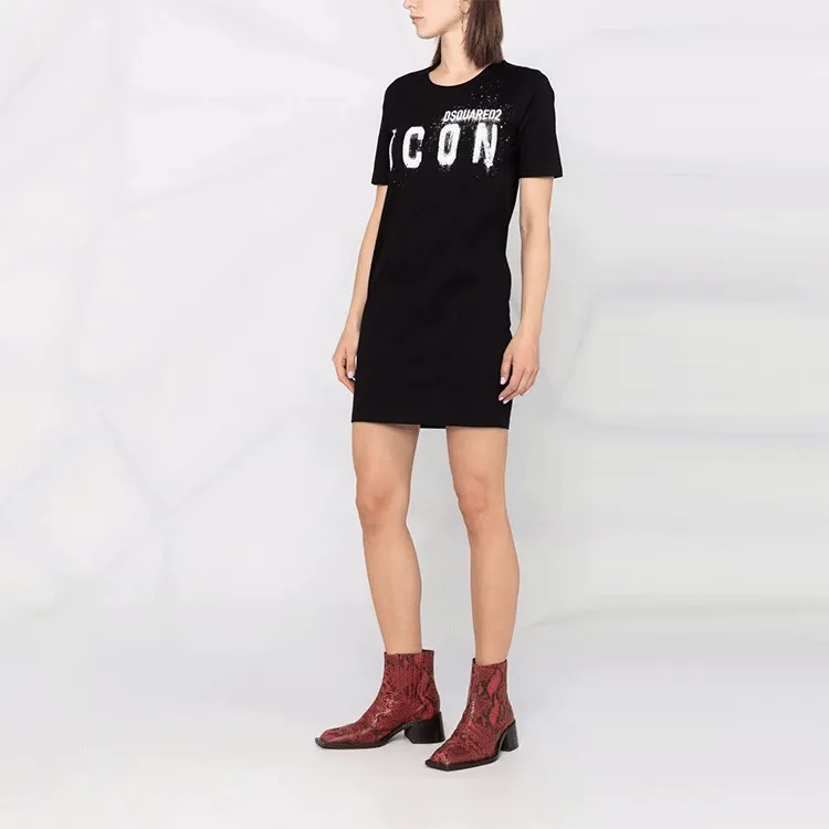 DSQUARED 2 Icon Spray Printed Mini T Shirt Dress-2