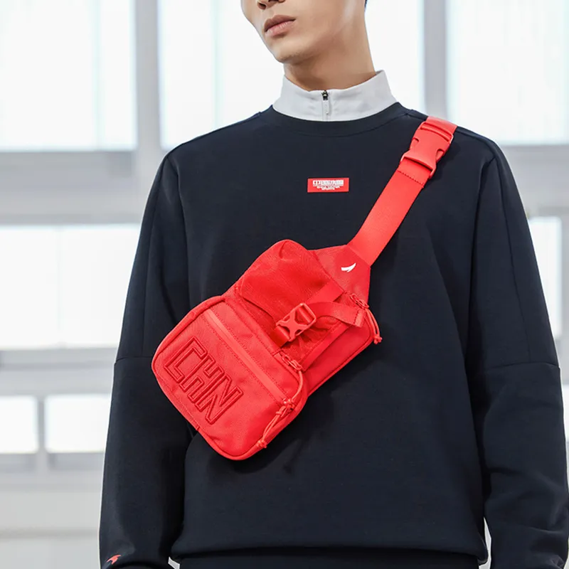 Anta Polyester Shoulder Bag Crossbody Bag Regular Unisex National Flag Red-6