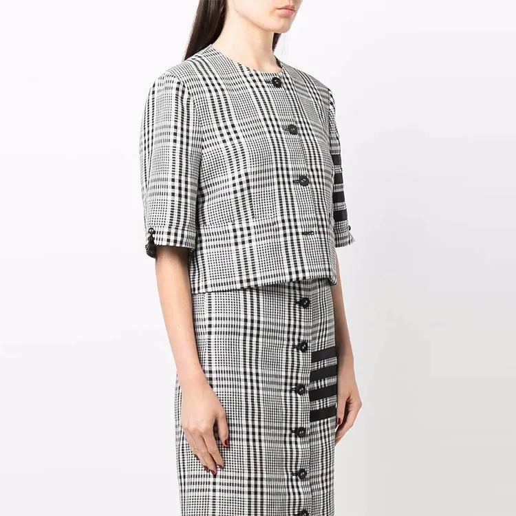 THOM BROWNE Jackets Women's Black White Plaid-2