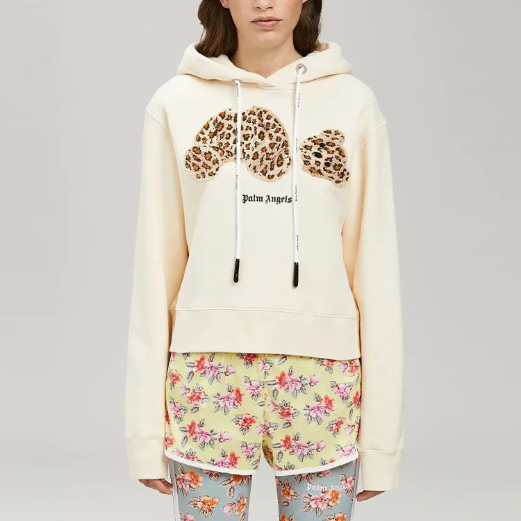 PALM ANGELS Women'ss Leopard Bear Hoodie Off White/Brown-1