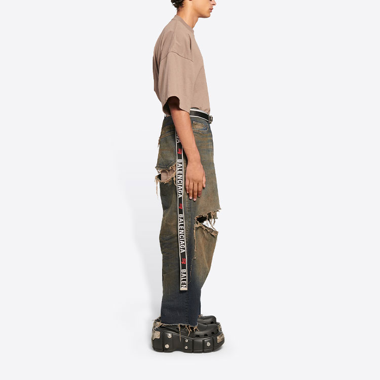 Balenciaga Jeans Men's Dark Blue - POIZON