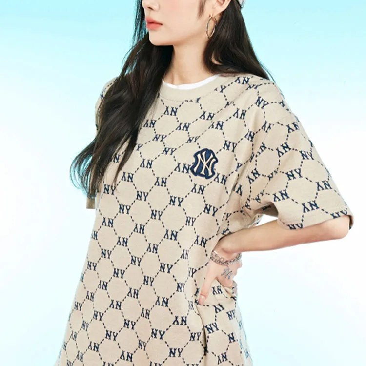 MLB Drop Shoulder Sleeve T-Shirt Unisex Beige-4