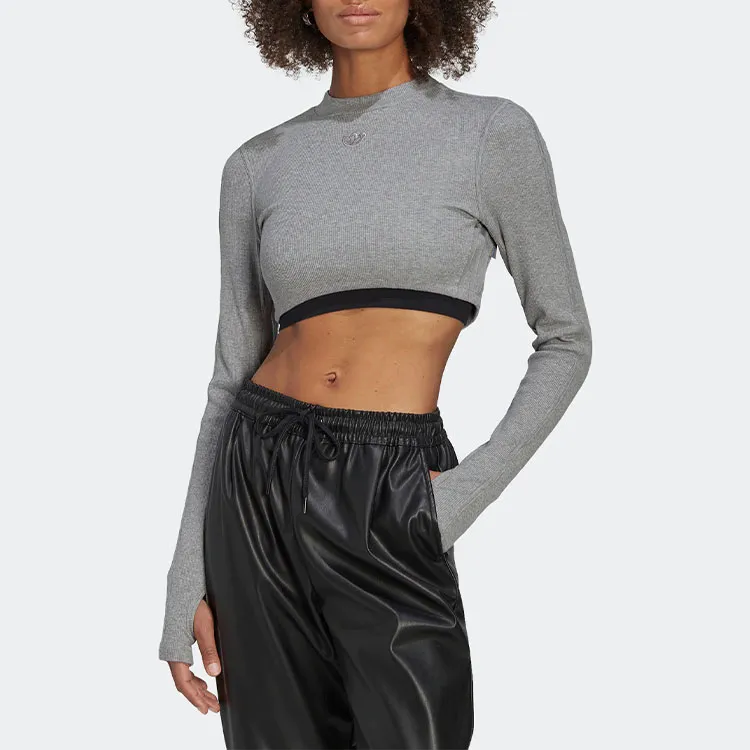 Adidas Originals Crop Tops Women's Gray-3