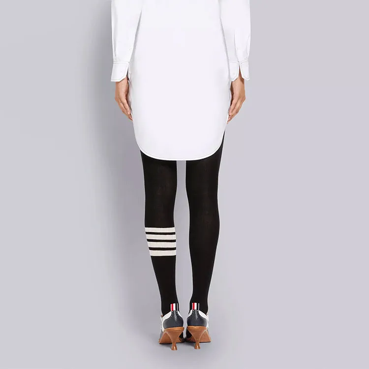 THOM BROWNE 4 Bar Striped Ribbed Tights-5