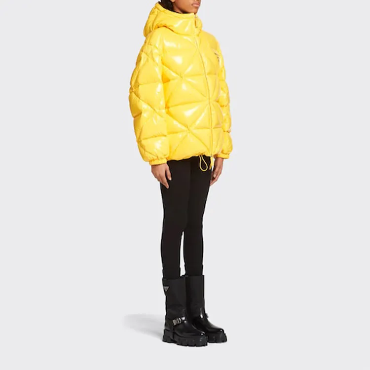 PRADA Logo Puffer Quilted Coat 'Yellow'-3