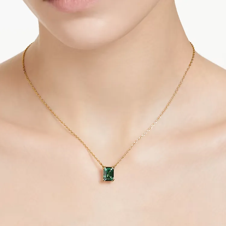 Swarovski Gold Tone Plated Necklaces Women's Green-3