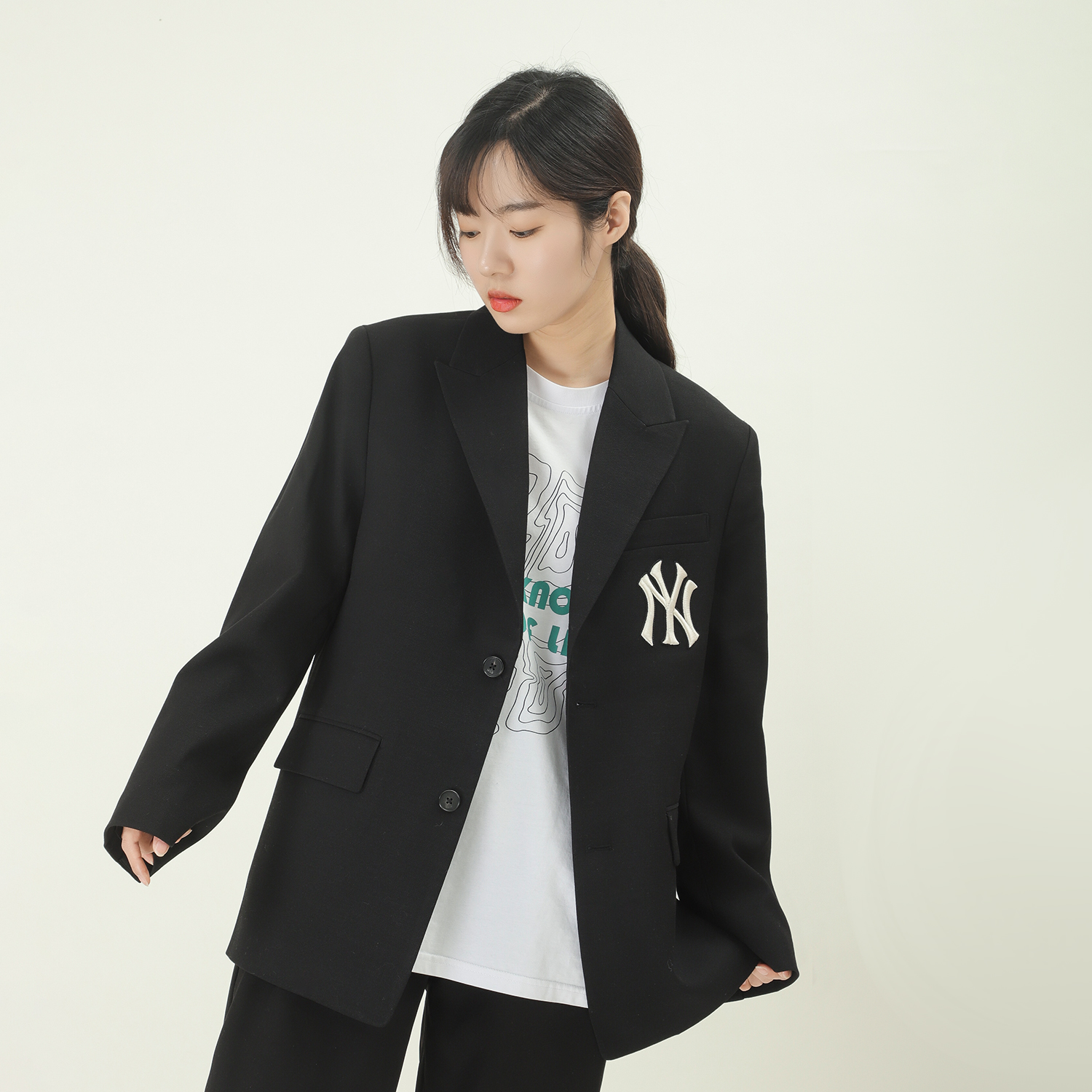 MLB Base Logo Business Suits Unisex Black - POIZON