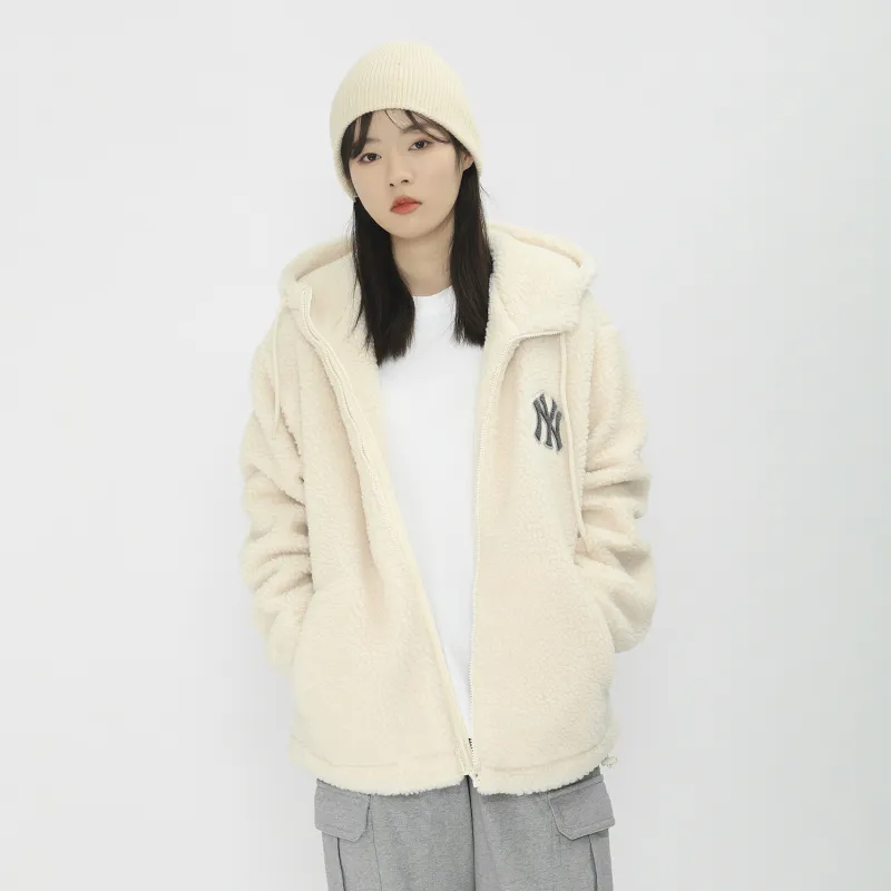 MLB New York Yankees Velvet Jackets Unisex Milk White-2