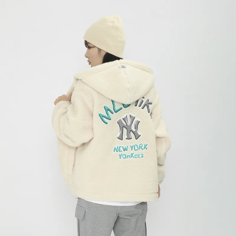 MLB New York Yankees Velvet Jackets Unisex Milk White-6