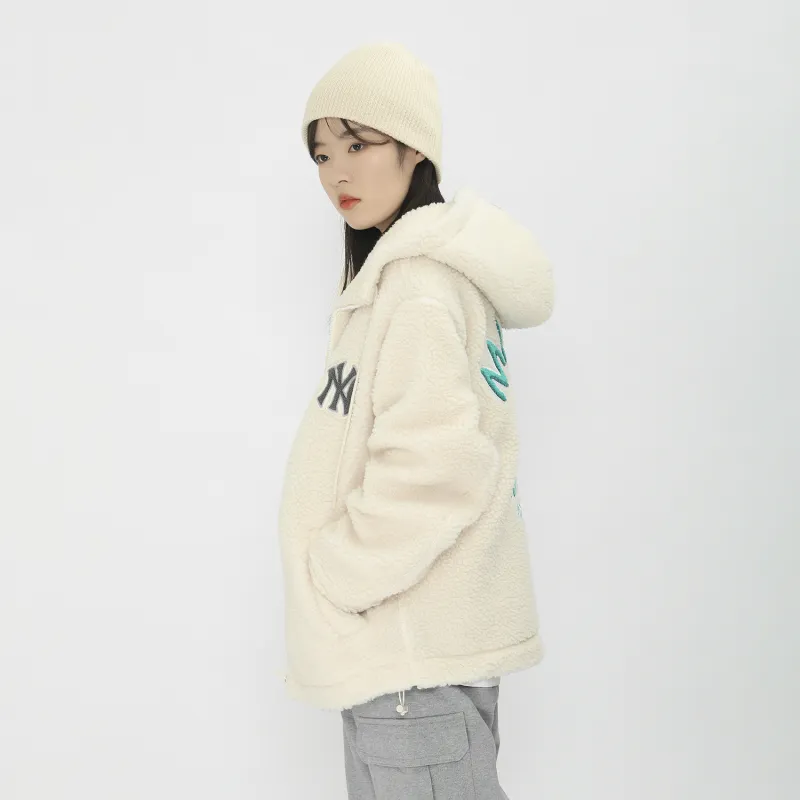 MLB New York Yankees Velvet Jackets Unisex Milk White-5