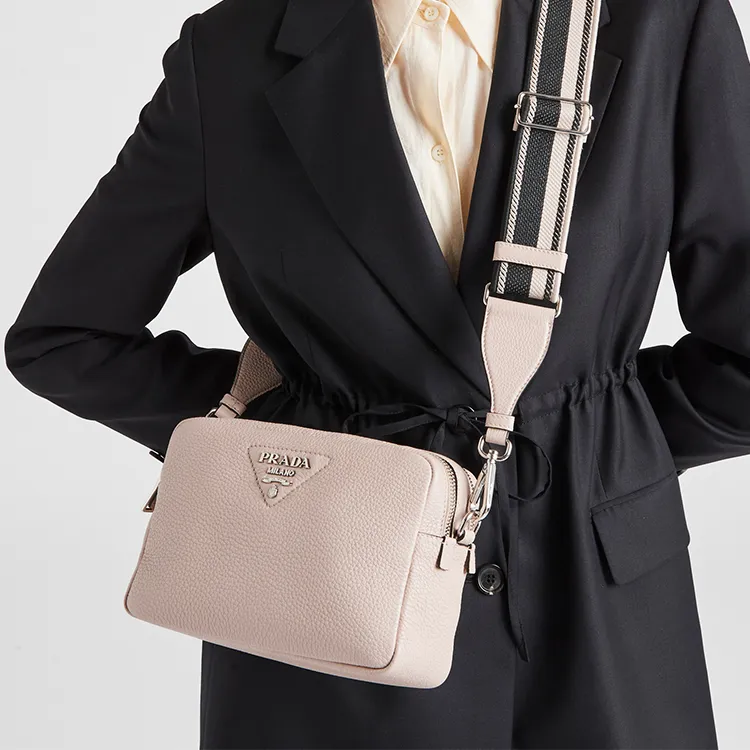 PRADA Leather Camera Bag Shoulder Bag Crossbody Bag Women's Pastel Pink-3