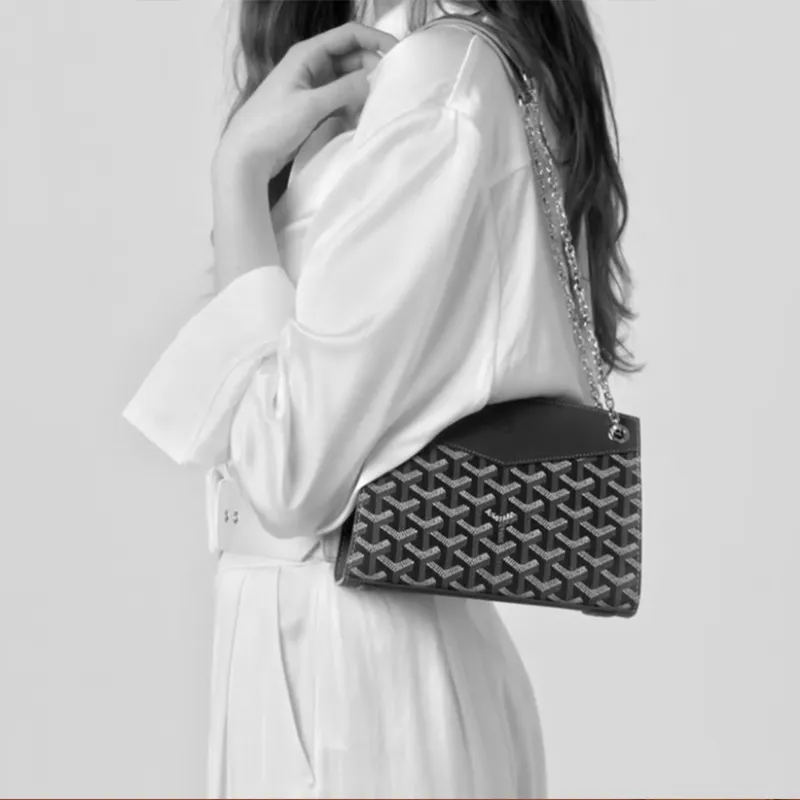 GOYARD Rouette Canvas With Leather Tote Chain Bag Shoulder Bag Women's Blue-6