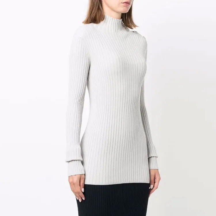 MM6 Maison Margiela FW21 Turtleneck Slim Fit Long Sleeved Sweater Women's Gray-3