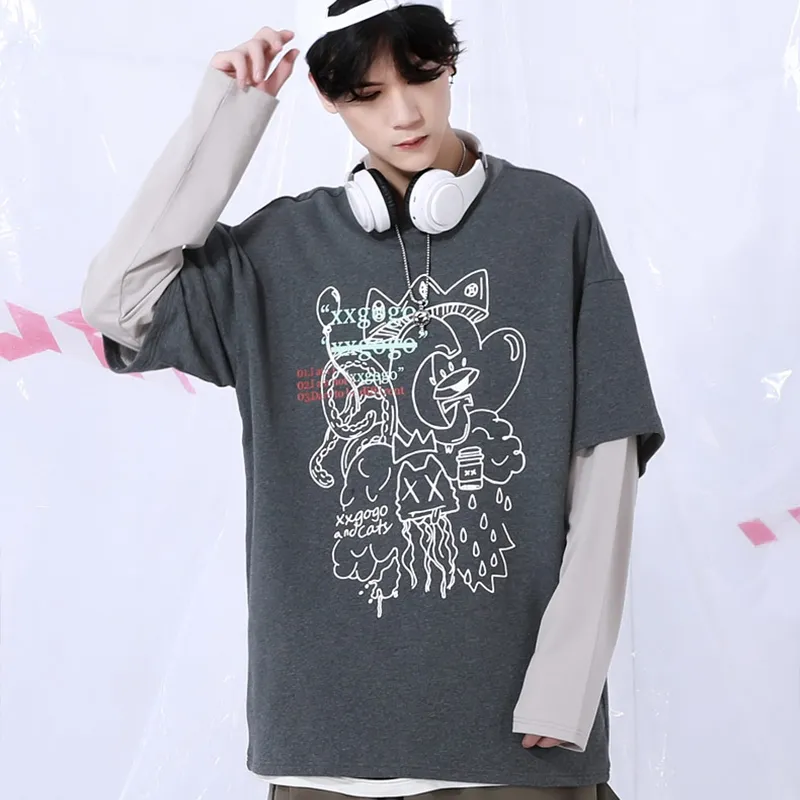XXGOGO Crew Neck Loose Fit Mock Two-Piece Sweatshirt Unisex-7