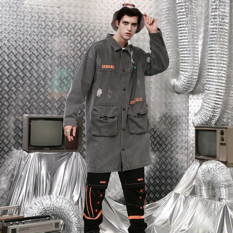 GENANX Trench Coats Unisex Gray-3