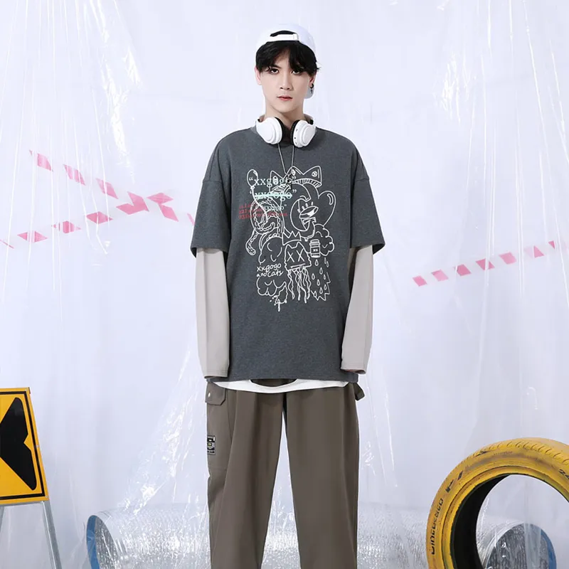XXGOGO Crew Neck Loose Fit Mock Two-Piece Sweatshirt Unisex-8