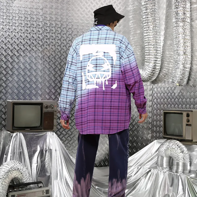 GENANX Shirt Unisex Purple Blue Plaid-3