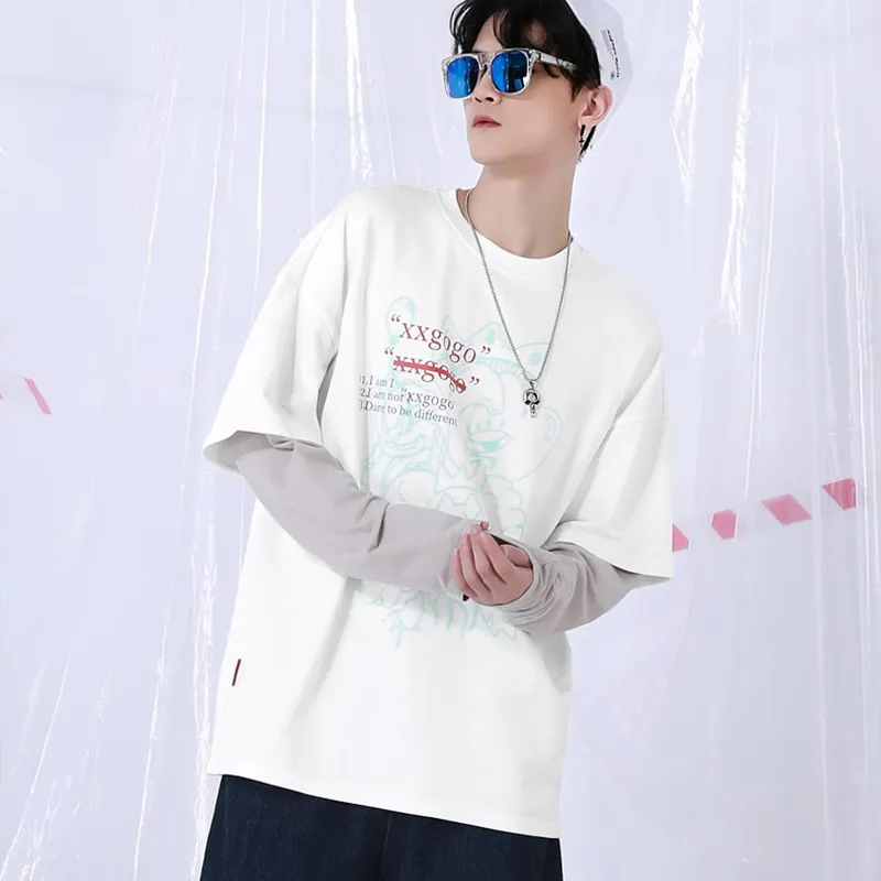 XXGOGO Crew Neck Loose Fit Mock Two-Piece Sweatshirt Unisex-2