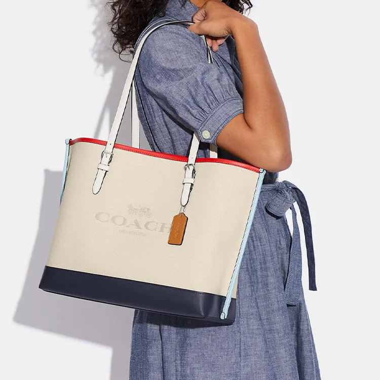 COACH Mollie Leather Tote Bag Shopping Bag Handbag Shoulder Bag Women's White-4