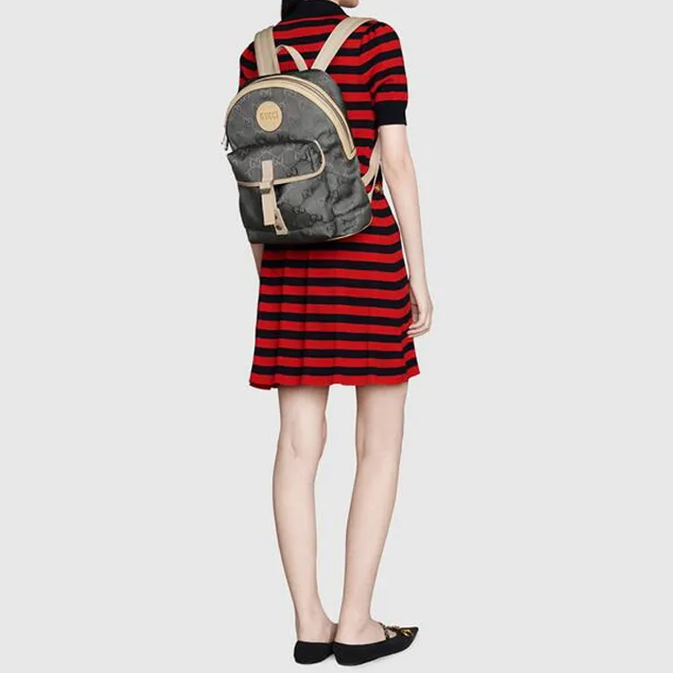 GUCCI Off The Grid Nylon Fabric Backpack Unisex Dark Gray/Beige-8