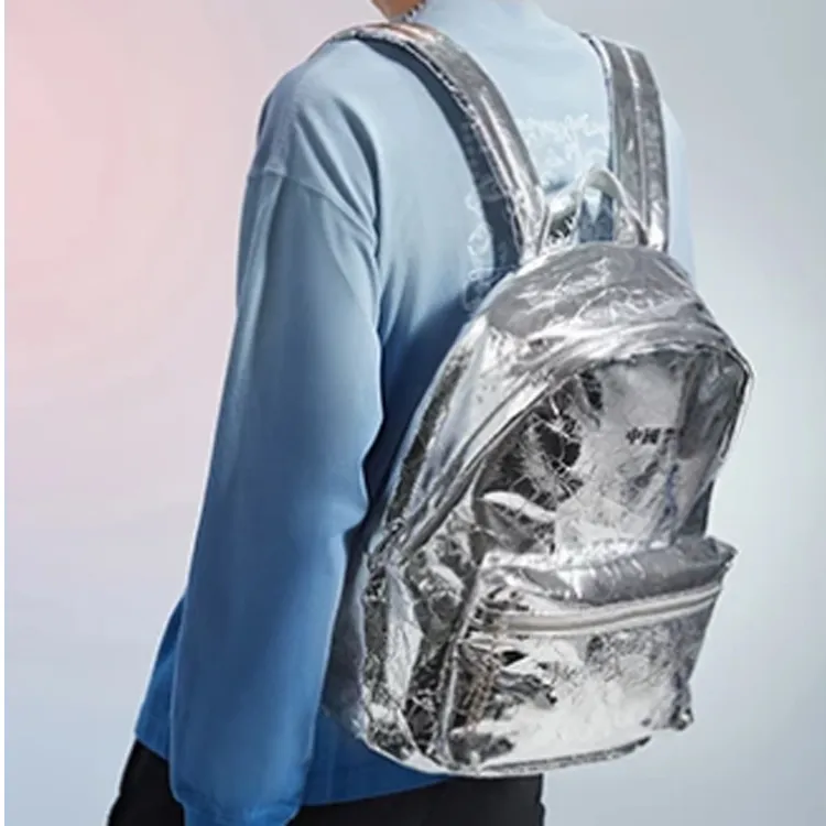 LiNing Synthetic Leather Backpack Unisex Silver-5