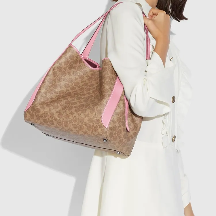COACH HadleyHobo Cow Leather Shoulder Bag, Handbag, Shoulder Bag Women's Light Khaki & Pink-4