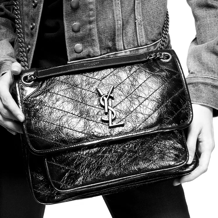 SAINT LAURENT Leather Hobo Bag Crossbody Bag Shoulder Bag Women's Regimental Red-5