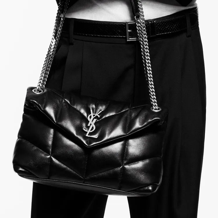 SAINT LAURENT LOULOUPUFFER Lambskin Cloud Bag Pillow Bag Shoulder Bag Crossbody Bag Women's Emerald Green-5