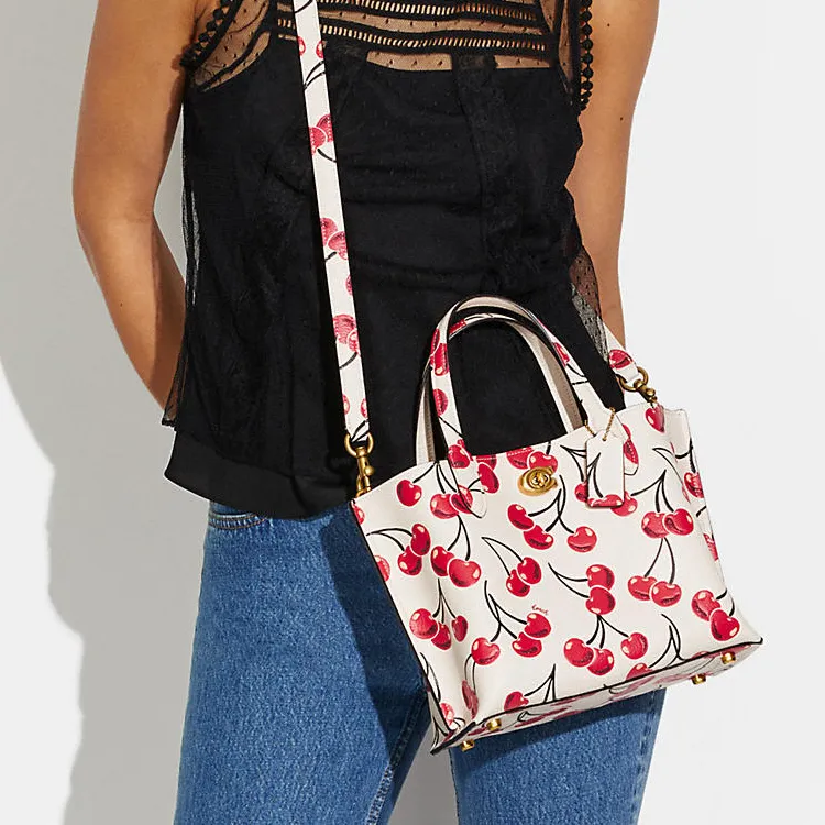 COACH Willow Cow Leather Tote Bag Shopping Bag Handbag Shoulder Bag Crossbody Bag Medium Size Women's Pink White-4