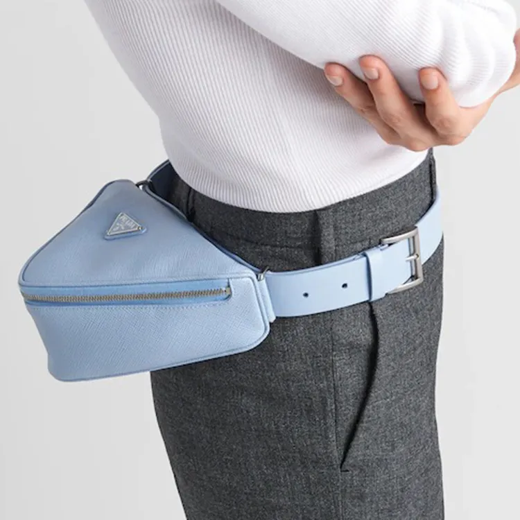 PRADA Saffiano Leather Fanny Pack Men's Sky Blue-3