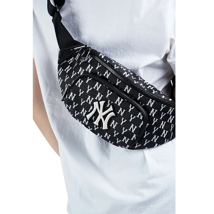 MLB Monogram Collection Polyester Combo Bag One Shoulder Crossbody Fanny Pack Regular Unisex Black-3