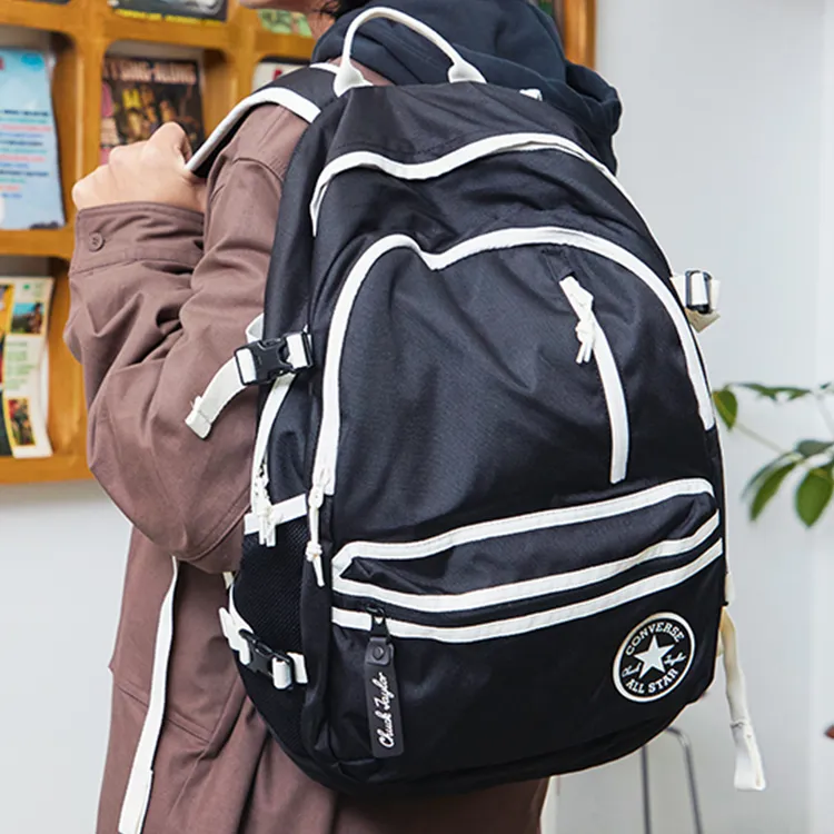 Converse Straight Edge Polyester Backpack Regular Unisex Black-3