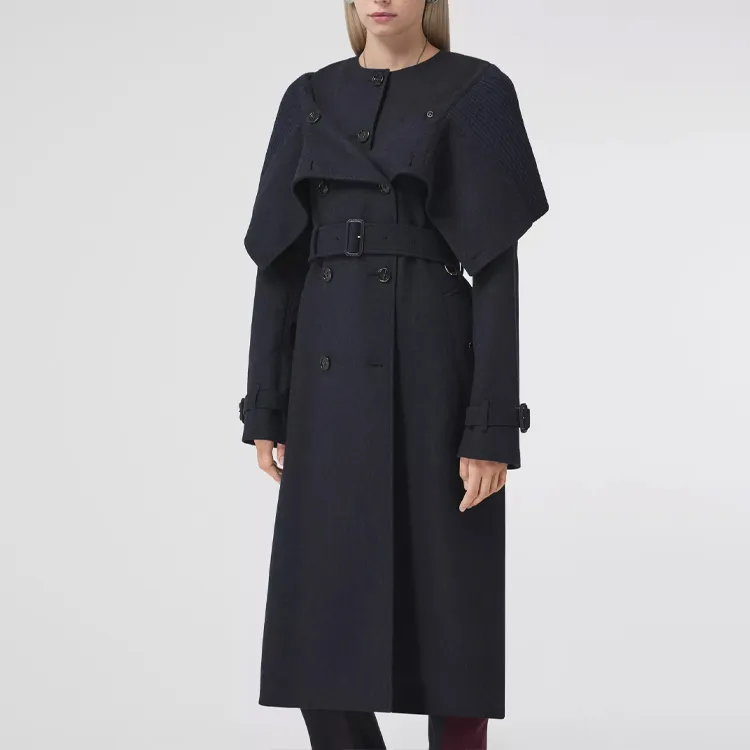 Burberry Trench Coats Women's Marine Blue-2