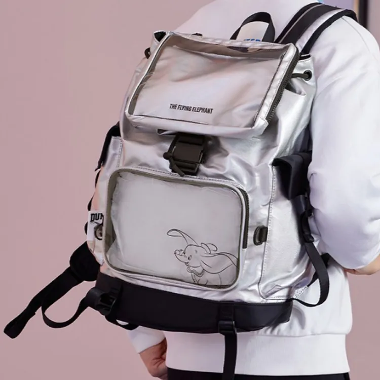 LiNing × Disney, Collaboration Polyurethane Backpack Unisex Silver-5