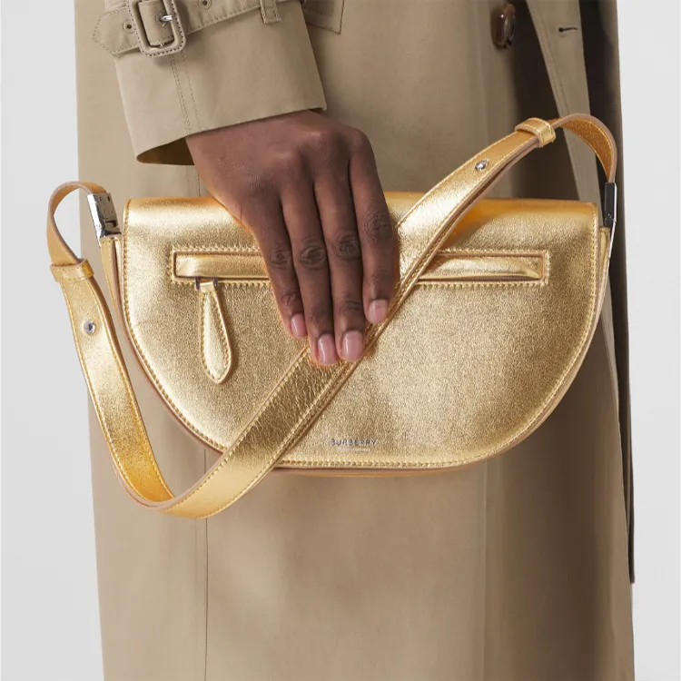 Burberry Small Metallic Leather Olympia Shoulder Bag Gold-5