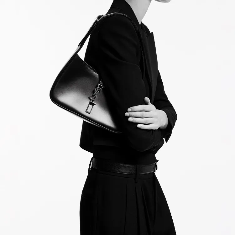 SAINT LAURENT LE5A7 Smooth Cow Leather Hobo Bag, Shoulder Bag, Handbag Women's-5