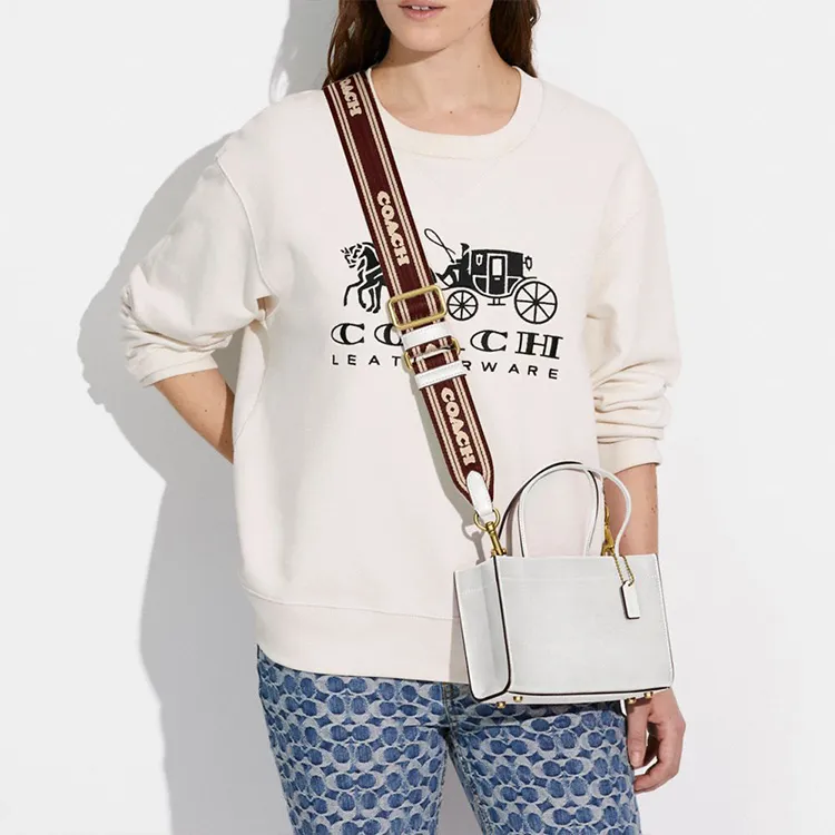 COACH Cow Leather Tote Bag, Shopping Bag, Handbag, Crossbody Bag Small Size Women's White-3