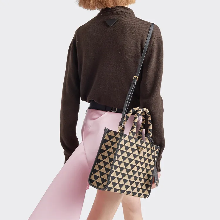 PRADA Embroidered Fabric Tote Bag Shopping Bag Handbag Women's-3