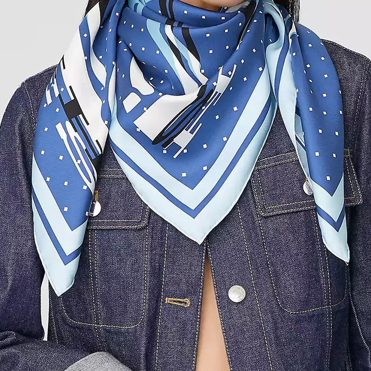 HERMES Light And Swift Carriage Assorted Silk Scarves Women's Sky Blue/Gypsy Blue-1