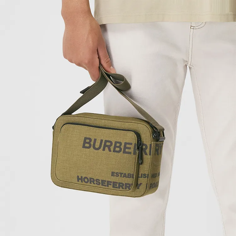 Burberry Horseferry Cow Leather Messenger Bag, Shoulder Bag, Crossbody Bag Men's Deep Moss Green-4