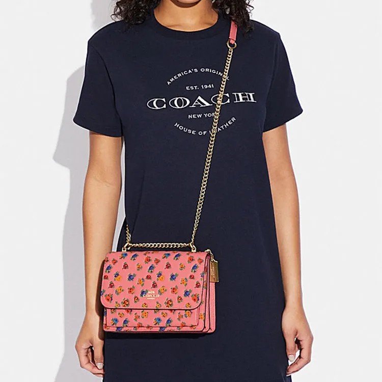 COACH Klare Cow Leather Trunk Bag Shoulder Bag Crossbody Bag Regular Women's Pink-4
