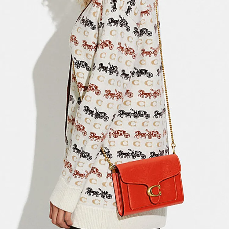 COACH Tabby Polished Pebbled Leather Handheld Shoulder Bag Crossbody Bag Small Size Women's Orange Red-3