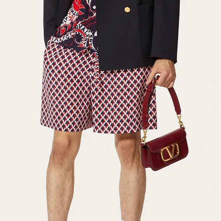 Valentino Calfskin Shoulder Bag Handbag Shoulder Bag Men's Ruby Rock Color-5