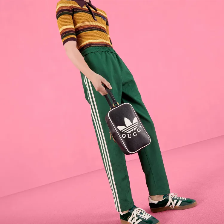GUCCI Adidas, Collaboration Leather Small Square Bag Handbag Mini Men's Black-9