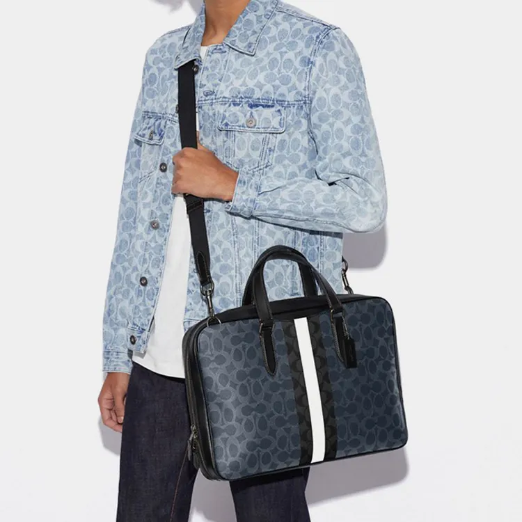 COACH Graham Artificial Leather One Shoulder Handbag, Crossbody Bag Tubas Men's Denim Blue-4