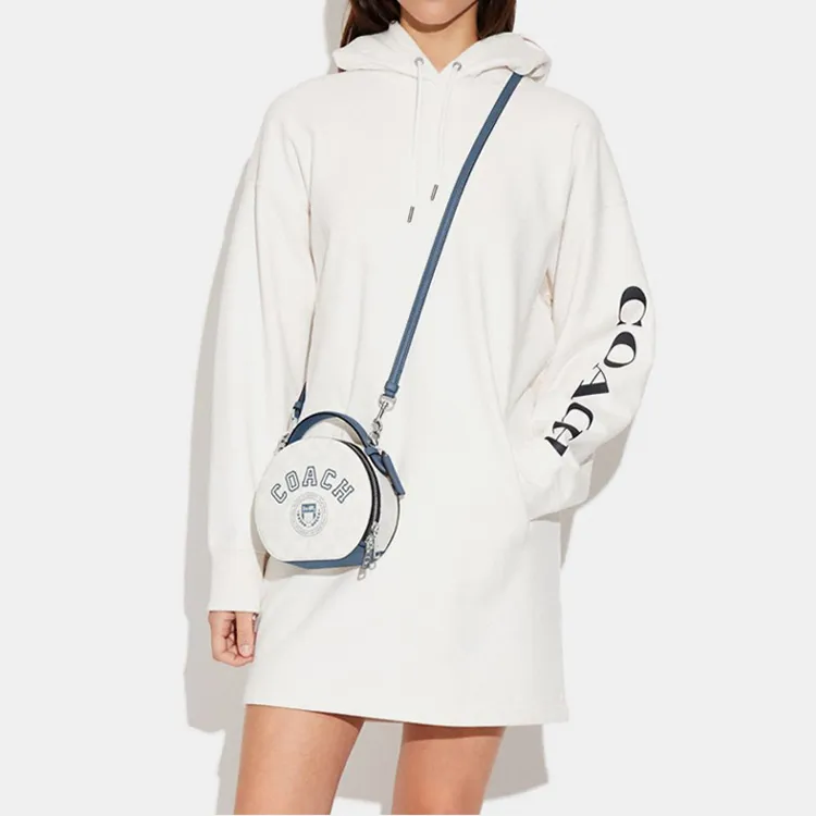 COACH Canteen Artificial Leather Handbag Shoulder Bag Crossbody Bag Medium Size Women's Chalk White & Indigo-4