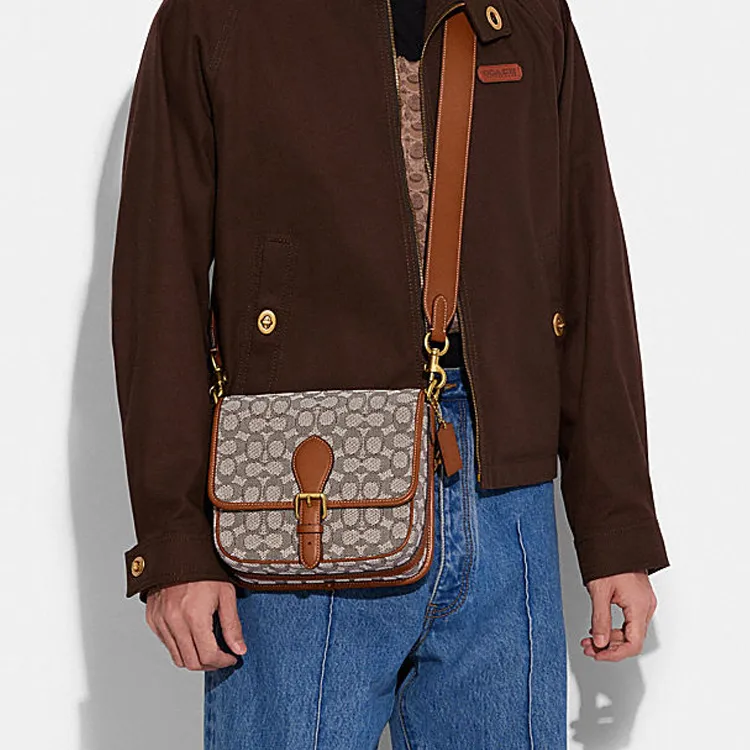 COACH Frankie Glove Tanned Leather With Fabric Lining Shoulder Bag Crossbody Bag Small Size Women's Monogram Brown-3