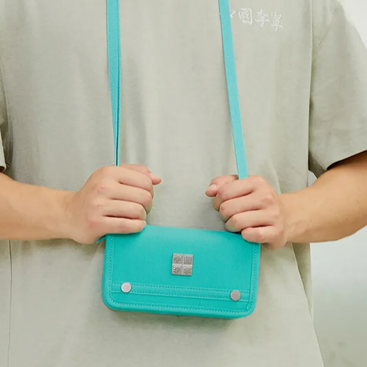 LiNing Fabric Small Square Bag Shoulder Bag, Crossbody Bag Regular Unisex Green-4