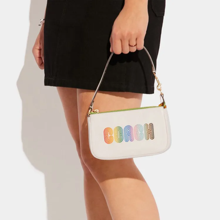 COACH Nolita Leather Pochette, Shoulder Bag, Handbag, Clutch Small Size Women's White-4
